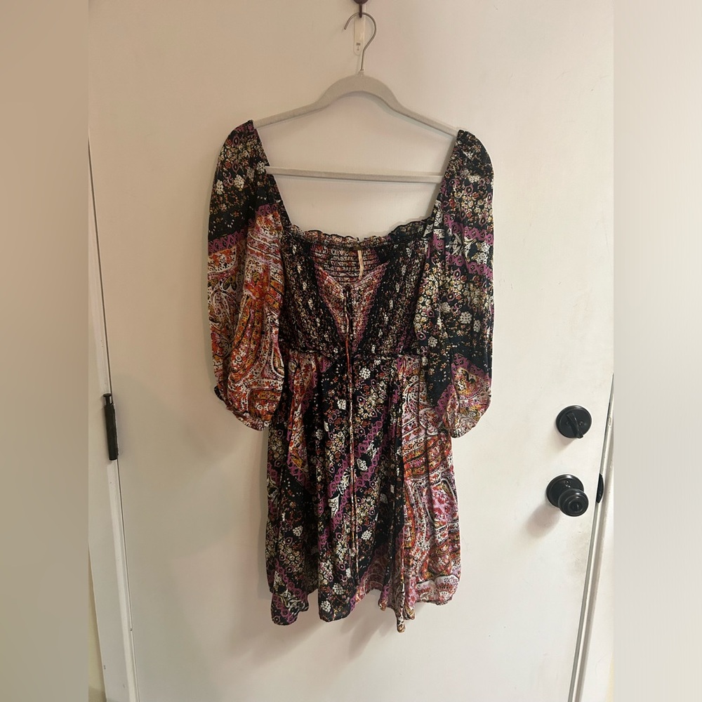 Free people multicolor 3/4 sleeve dress size Small